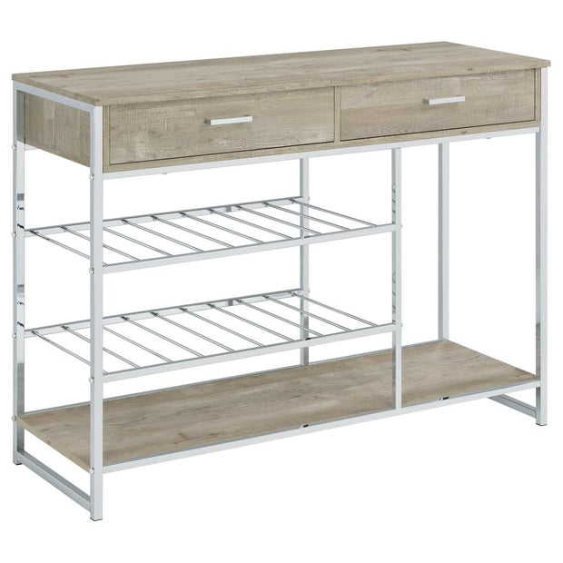 2-Drawer Home Bar Storage with Wine Rack Grey