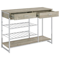 2-Drawer Home Bar Storage with Wine Rack Grey