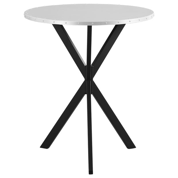 Round 32-Inch Galvanized Steel Bistro Bar Table – Silver