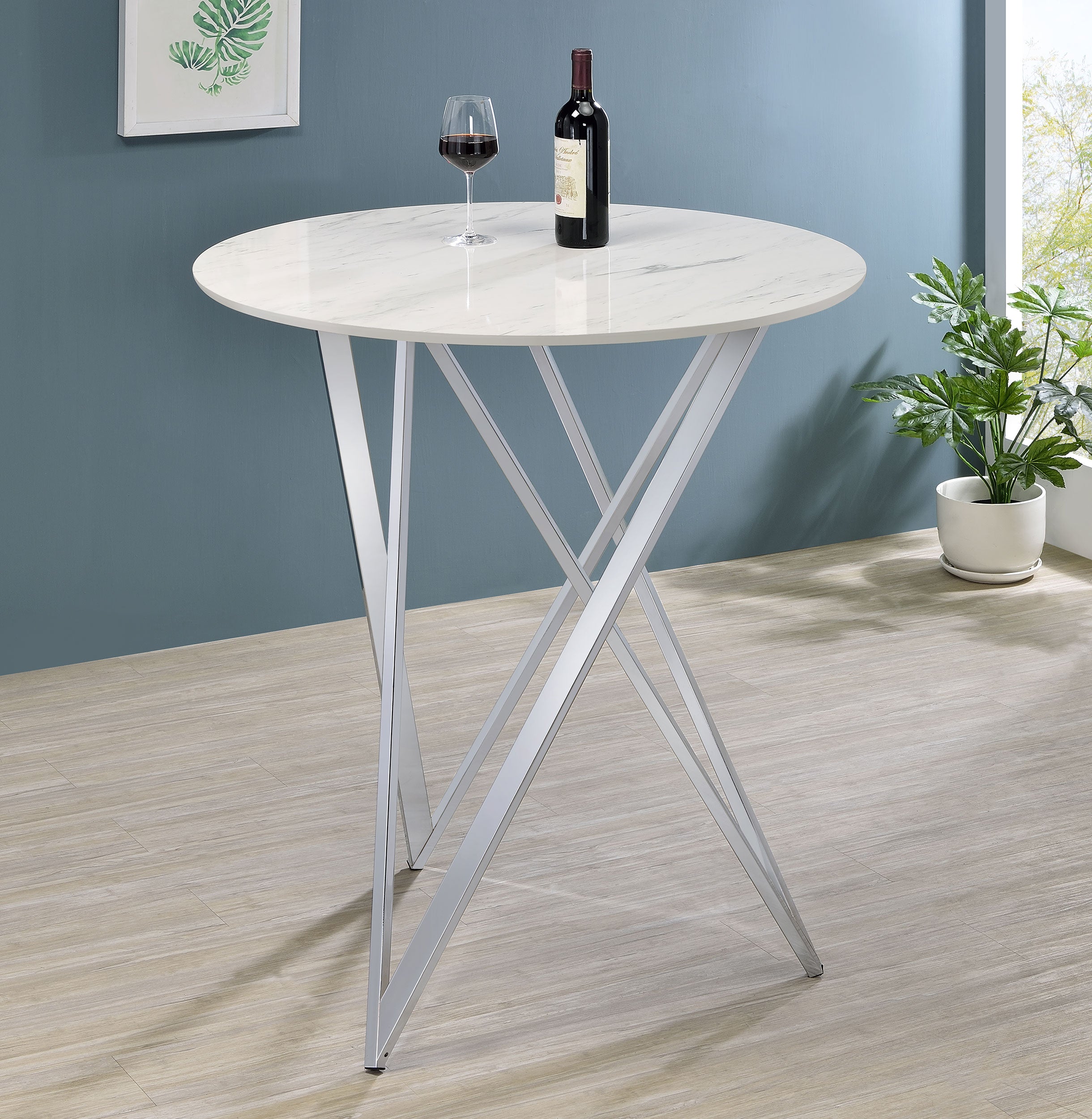 Aura Round Faux Marble Bar Table