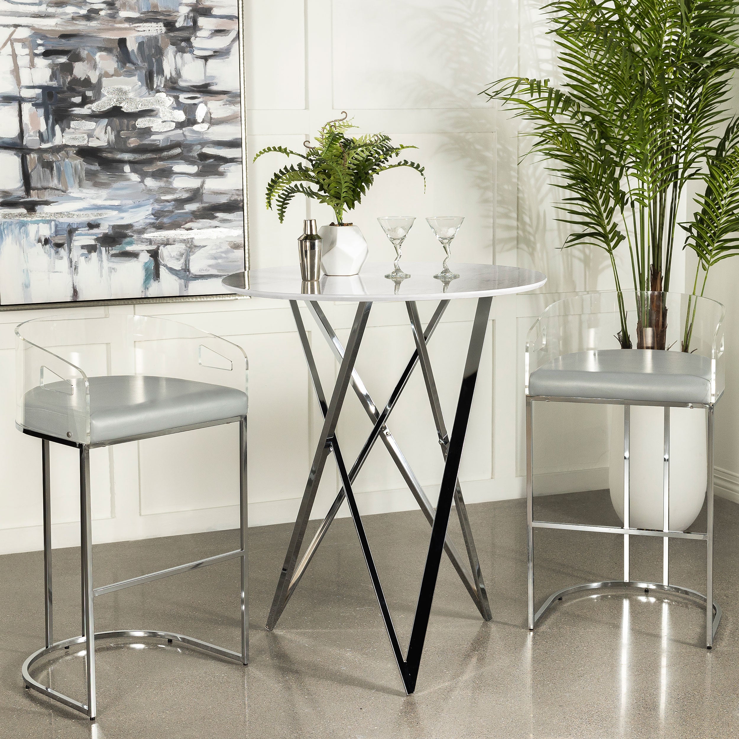 Aura Round Faux Marble Bar Table