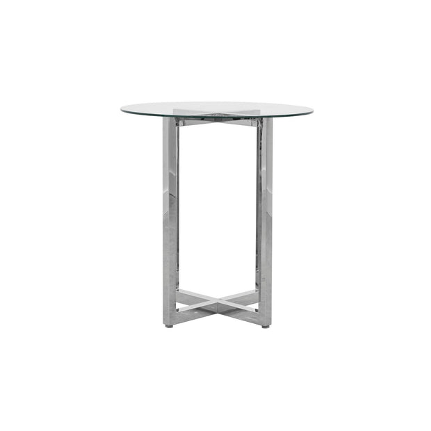 Round Bar Table In Glass or Carrara Marble Top