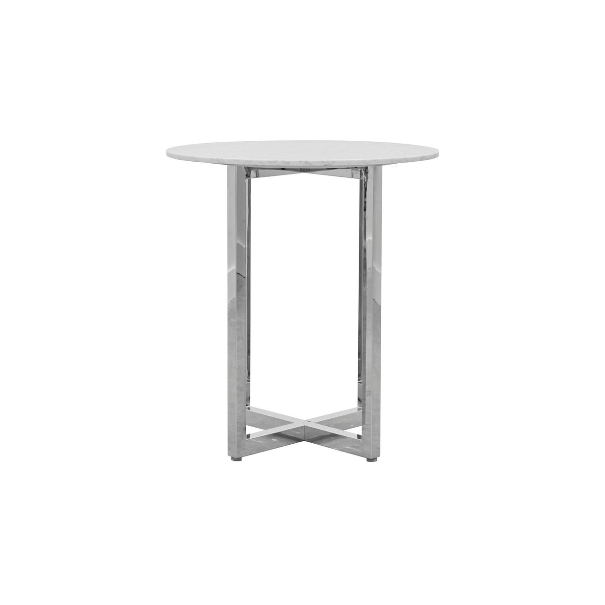 Round Bar Table In Glass or Carrara Marble Top