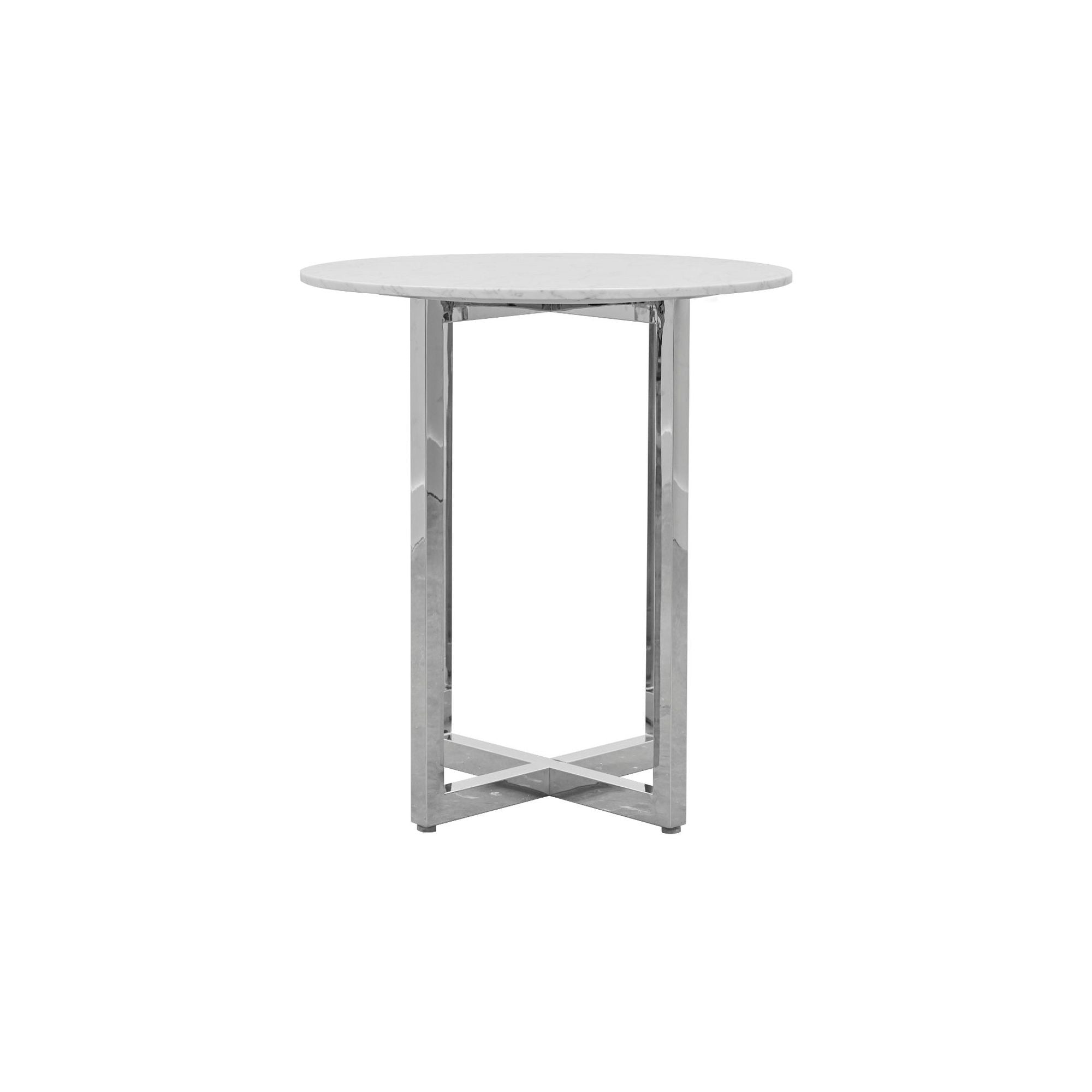 Round Bar Table In Glass or Carrara Marble Top