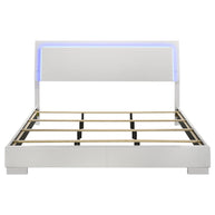 California King White Faux Leather LED Panel Bed