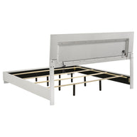 California King White Faux Leather LED Panel Bed