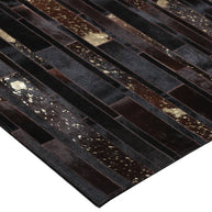 Patchwork With Gold Accents Cowhide Rug