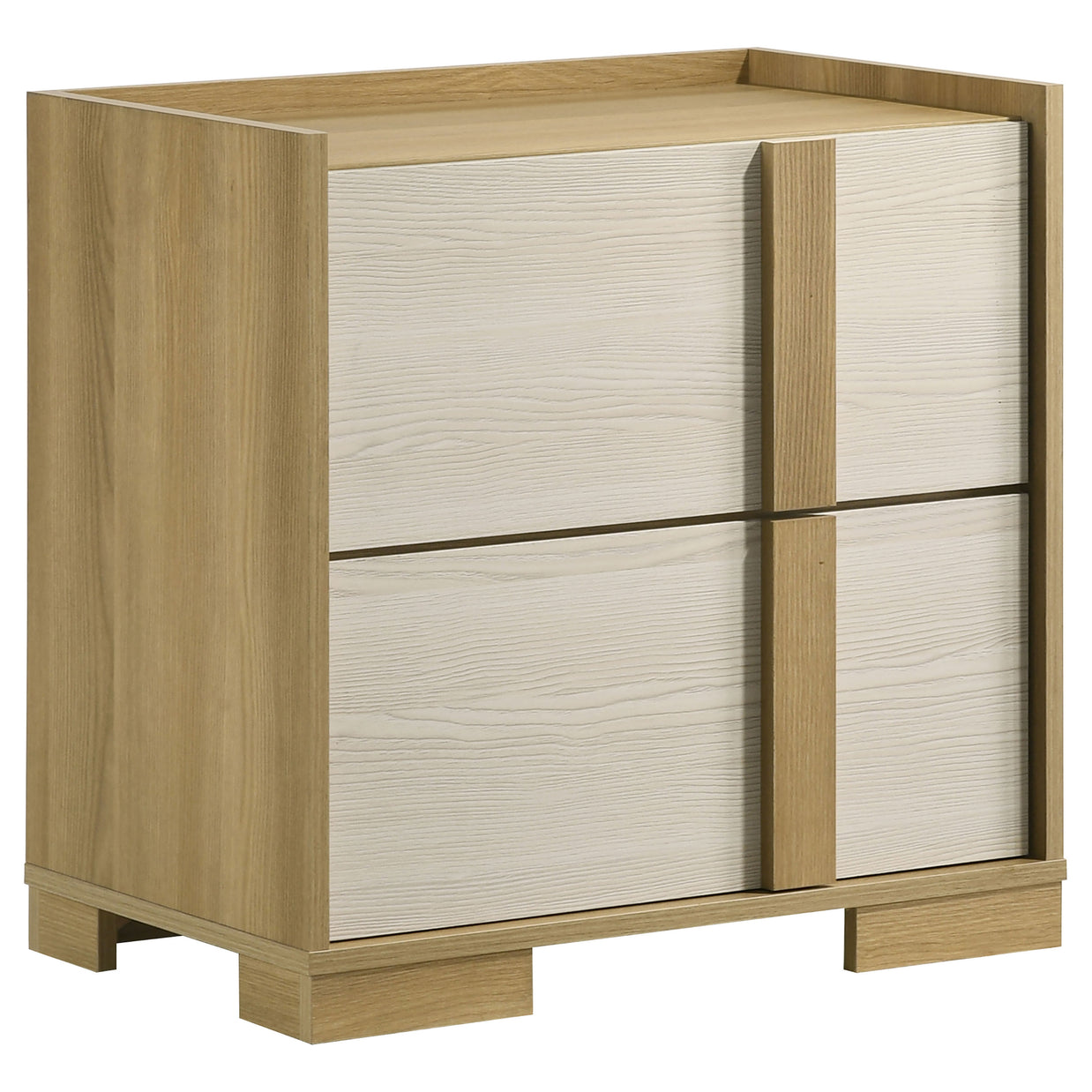 Modern LED 5 PC Bedroom Set in Natural Wood & White