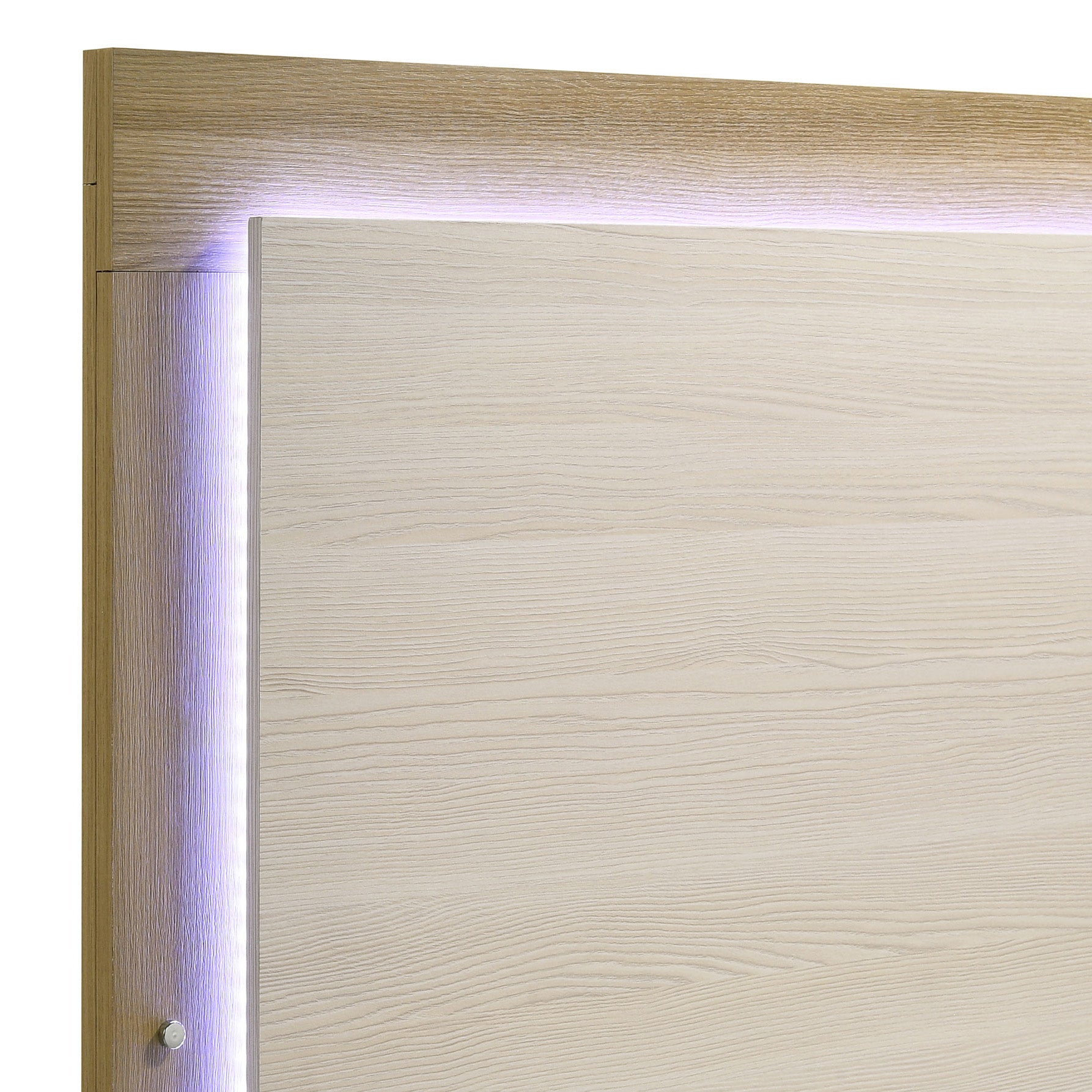 Modern LED 5 PC Bedroom Set in Natural Wood & White