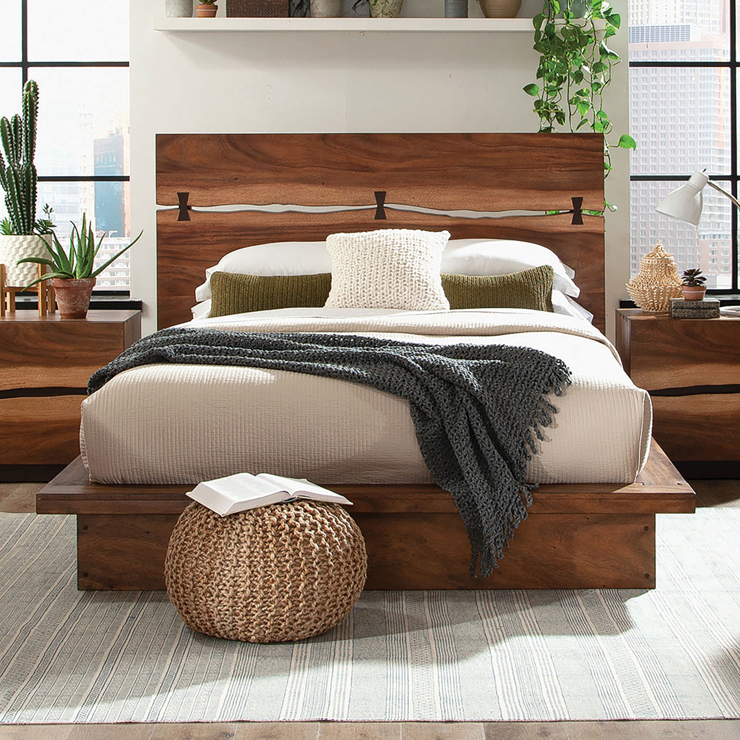 Platform Bed Walnut Back Rests Live Edge Smokey Walnut Platform Bed – Caravana Furniture Shop