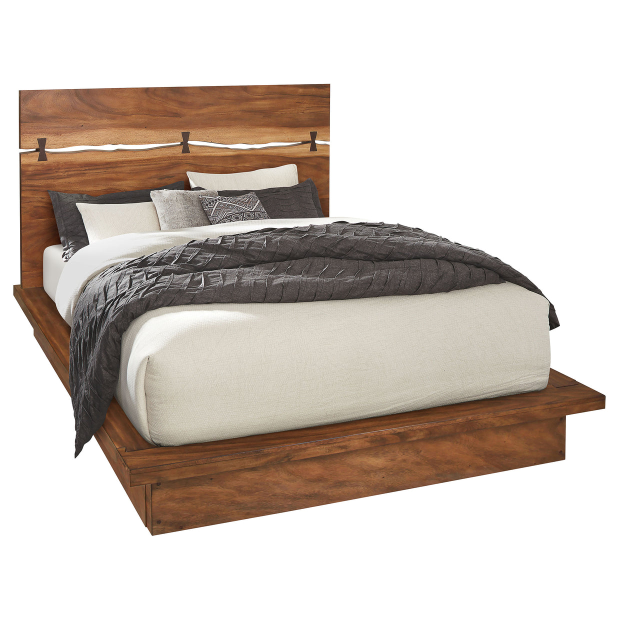Live Edge Smokey Walnut Platform Bed