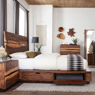 Live Edge Smokey Walnut Platform Bed