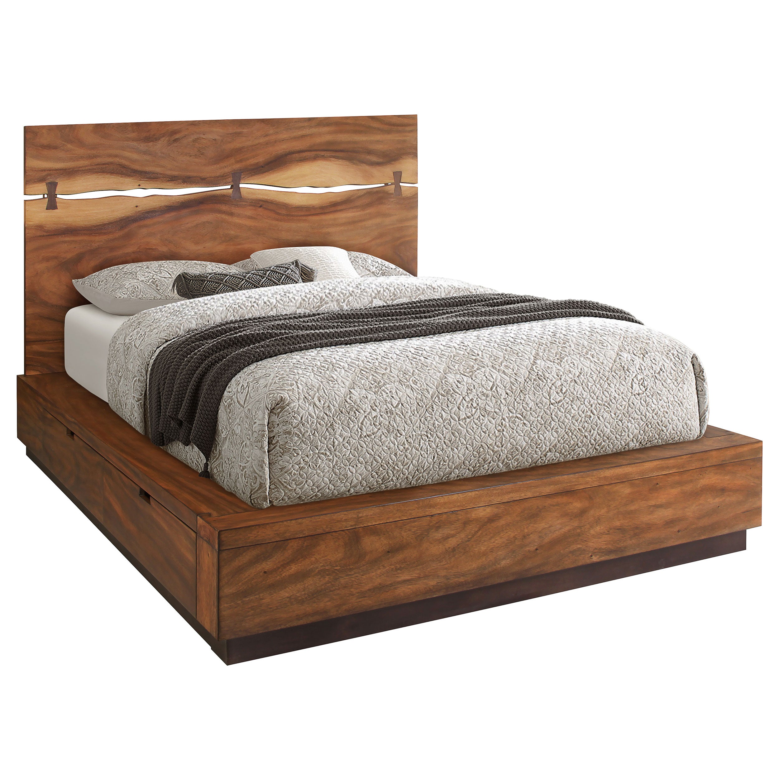 Live Edge Smokey Walnut Platform Bed