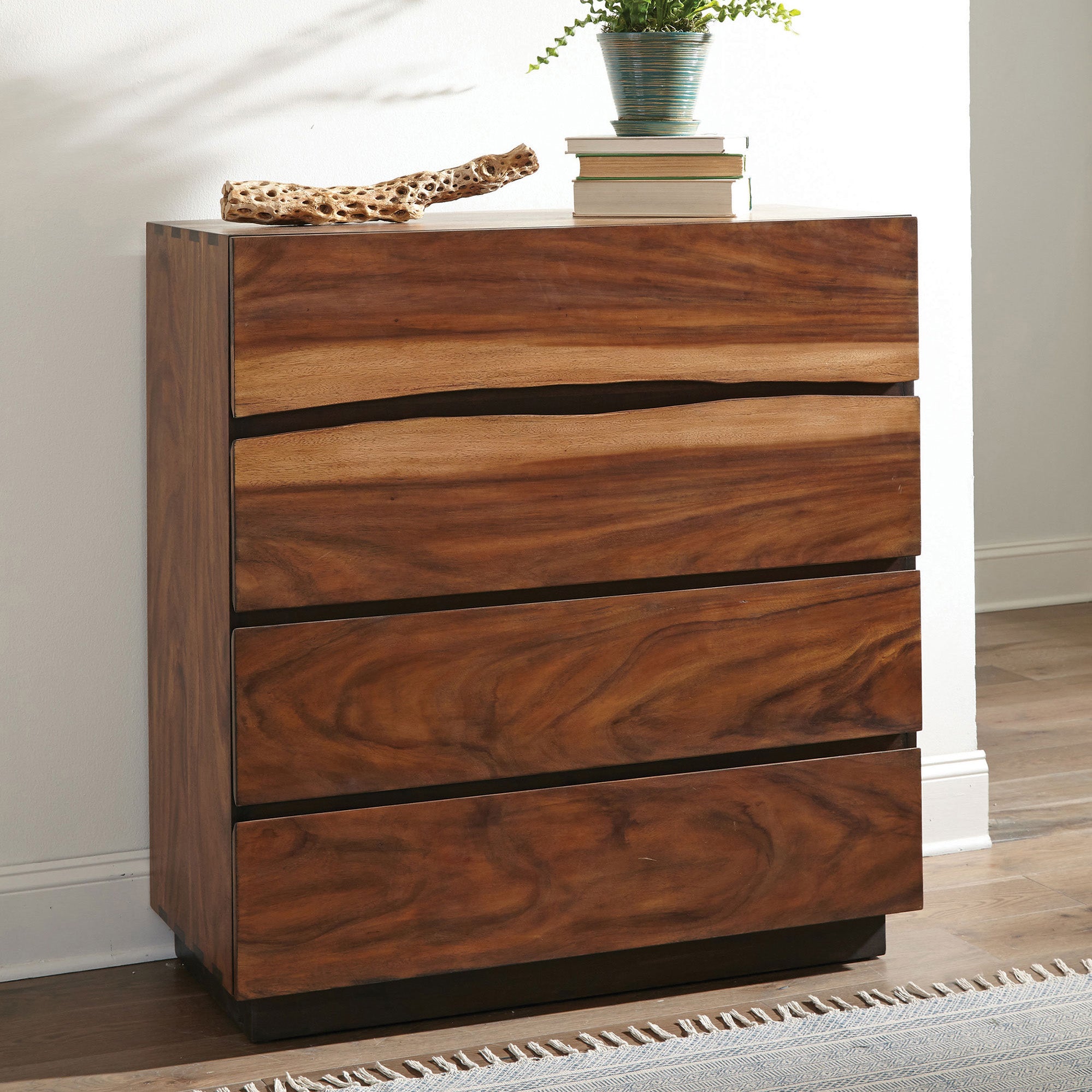 Smokey Walnut Live Edge Four-Drawer Chest