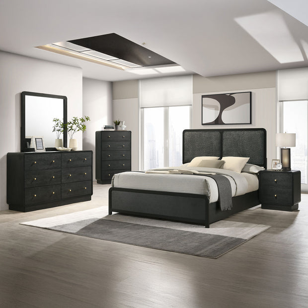Modern Charcoal Upholstered 5PC Bedroom Set