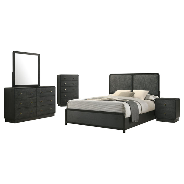 Modern Charcoal Upholstered 5PC Bedroom Set