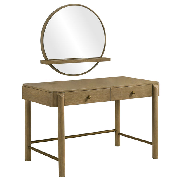 Modern 2-Piece Makeup Vanity Table & Round Mirror Set