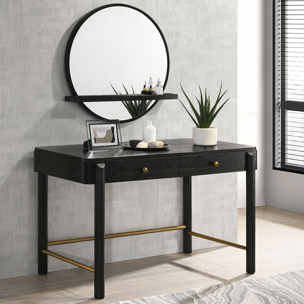 Modern 2-Piece Makeup Vanity Table & Round Mirror Set