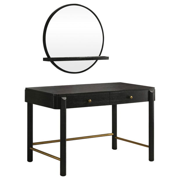 Modern 2-Piece Makeup Vanity Table & Round Mirror Set