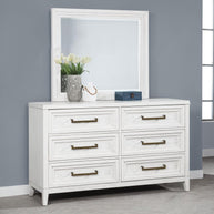 6-Drawer Dresser with Mirror Distressed White