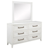 6-Drawer Dresser with Mirror Distressed White