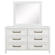 6-Drawer Dresser with Mirror Distressed White