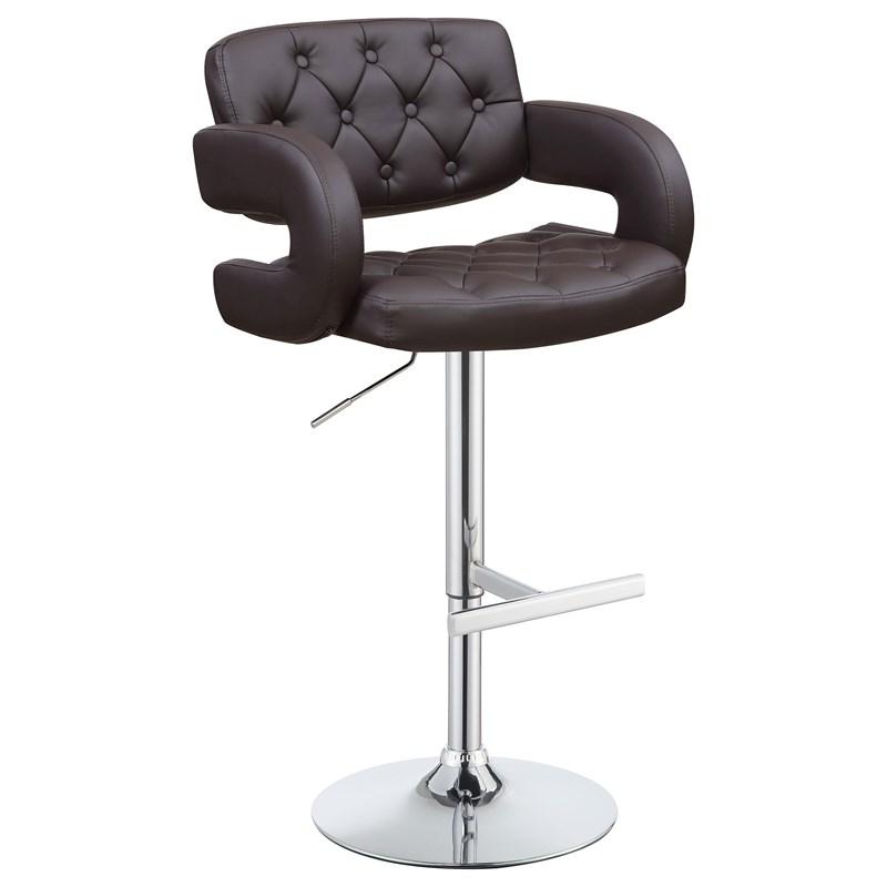 Adjustable Bar Stool with Tufted Leatherette