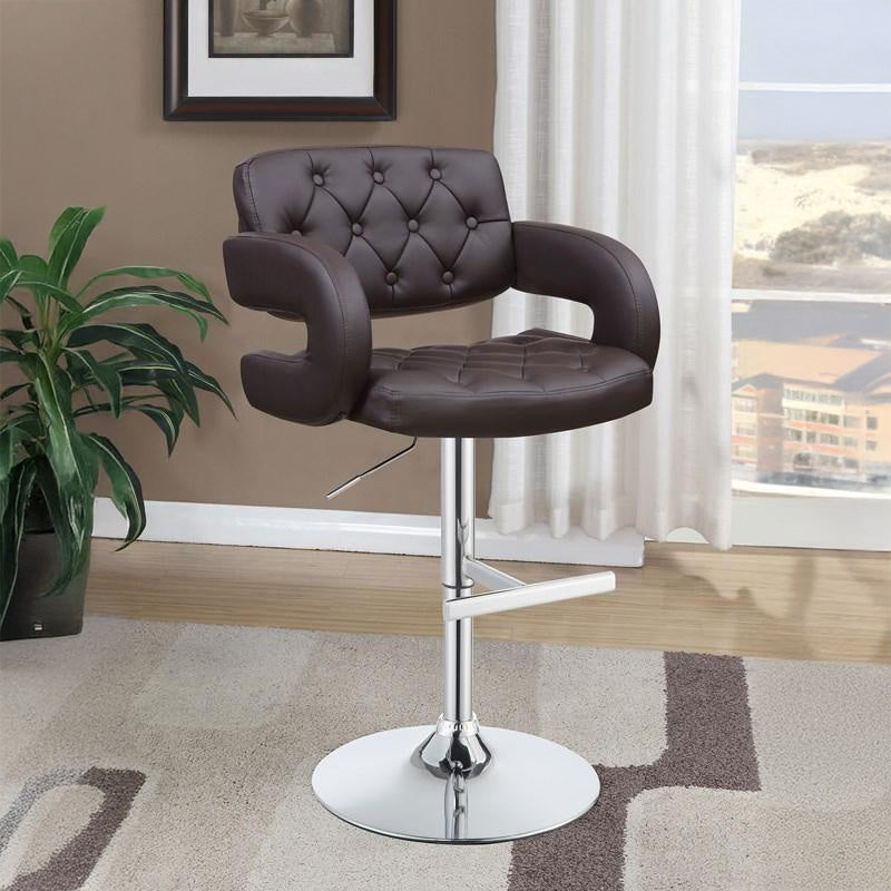 Adjustable Bar Stool with Tufted Leatherette