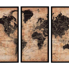 3 PC World Map Wall Art