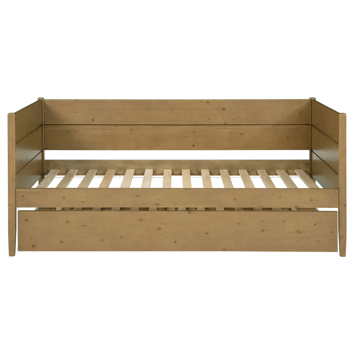 Rustic Natural Wood Twin Daybed with Pull-Out Trundle