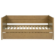 Rustic Natural Wood Twin Daybed with Pull-Out Trundle