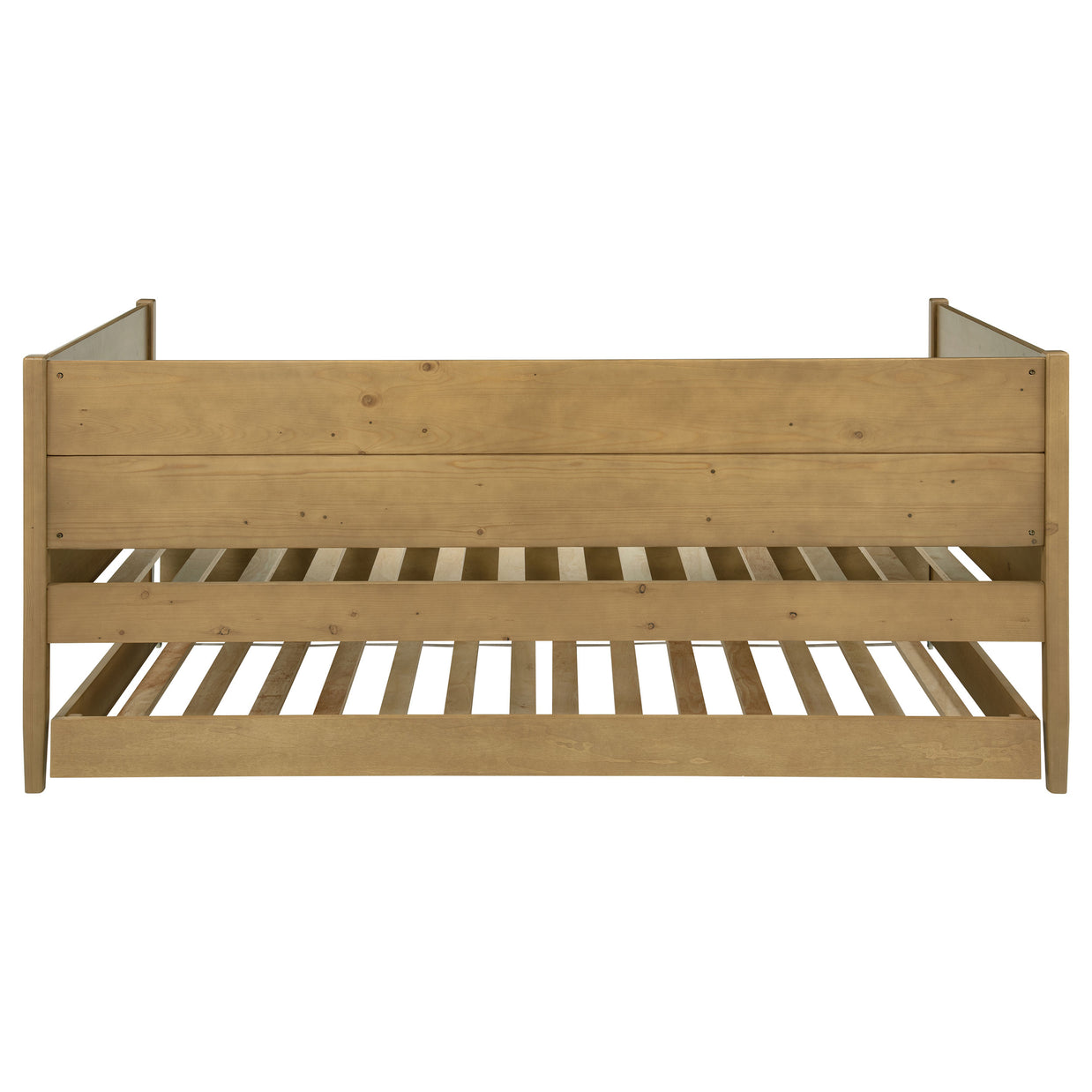 Rustic Natural Wood Twin Daybed with Pull-Out Trundle