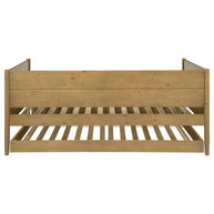 Rustic Natural Wood Twin Daybed with Pull-Out Trundle