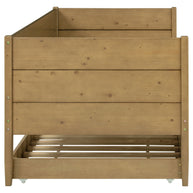 Rustic Natural Wood Twin Daybed with Pull-Out Trundle