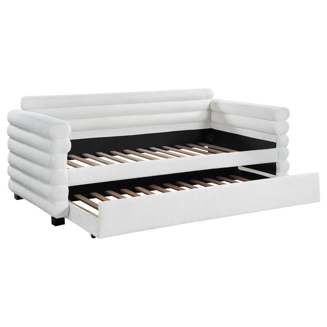 Modern Bouclé Twin Daybed with Twin Trundle