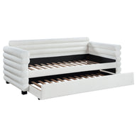 Modern Bouclé Twin Daybed with Twin Trundle
