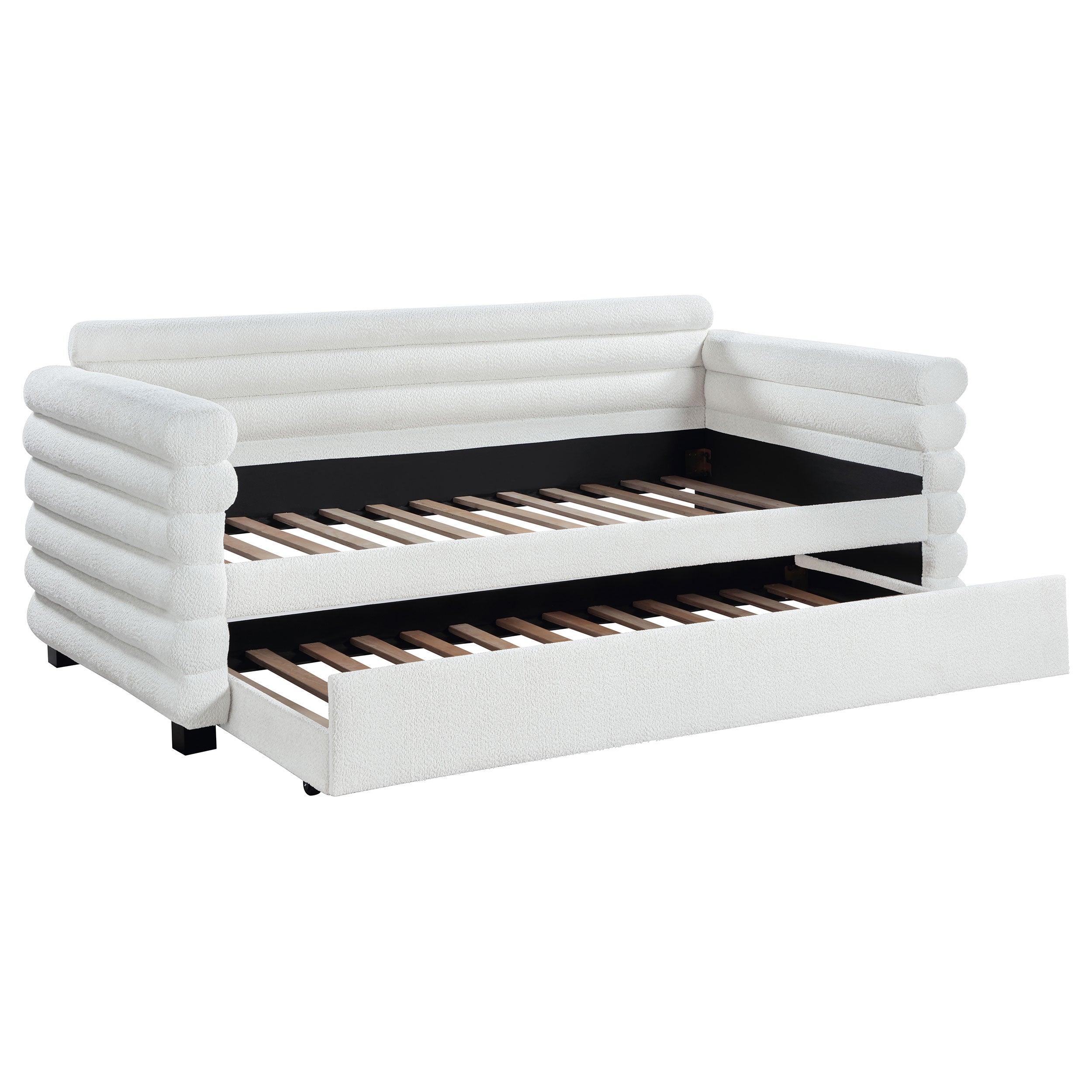Modern Bouclé Twin Daybed with Twin Trundle