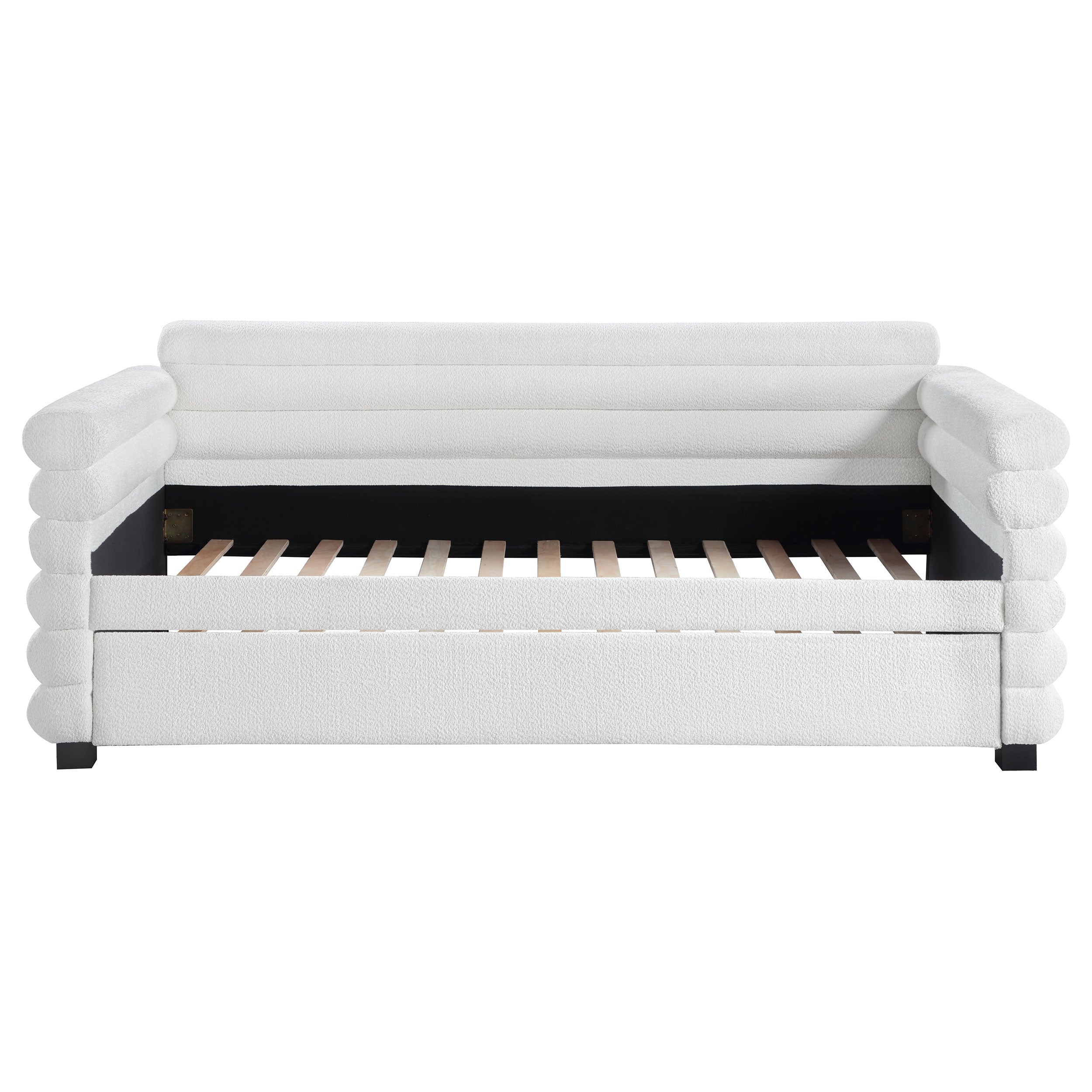 Modern Bouclé Twin Daybed with Twin Trundle