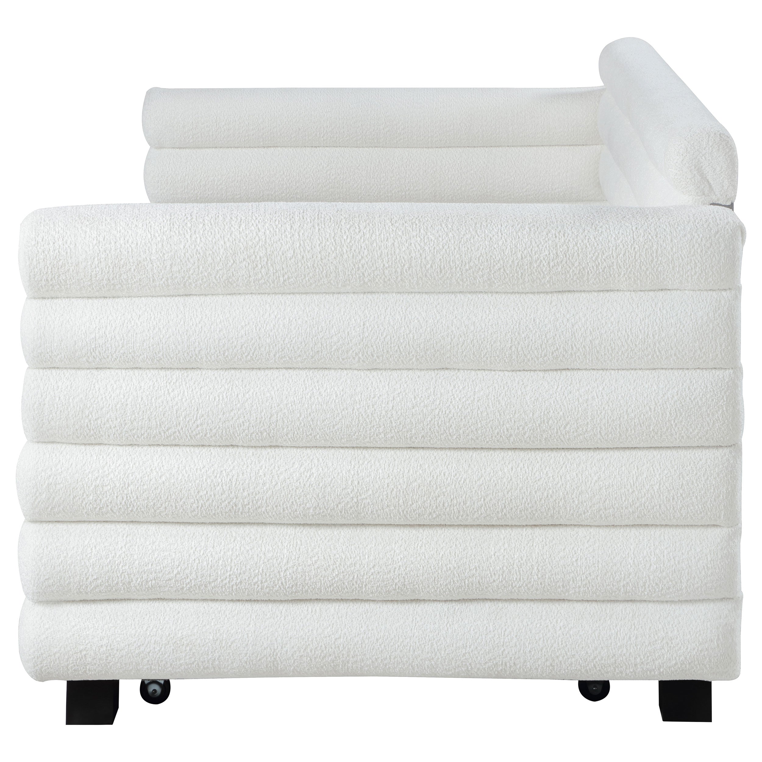 Modern Bouclé Twin Daybed with Twin Trundle