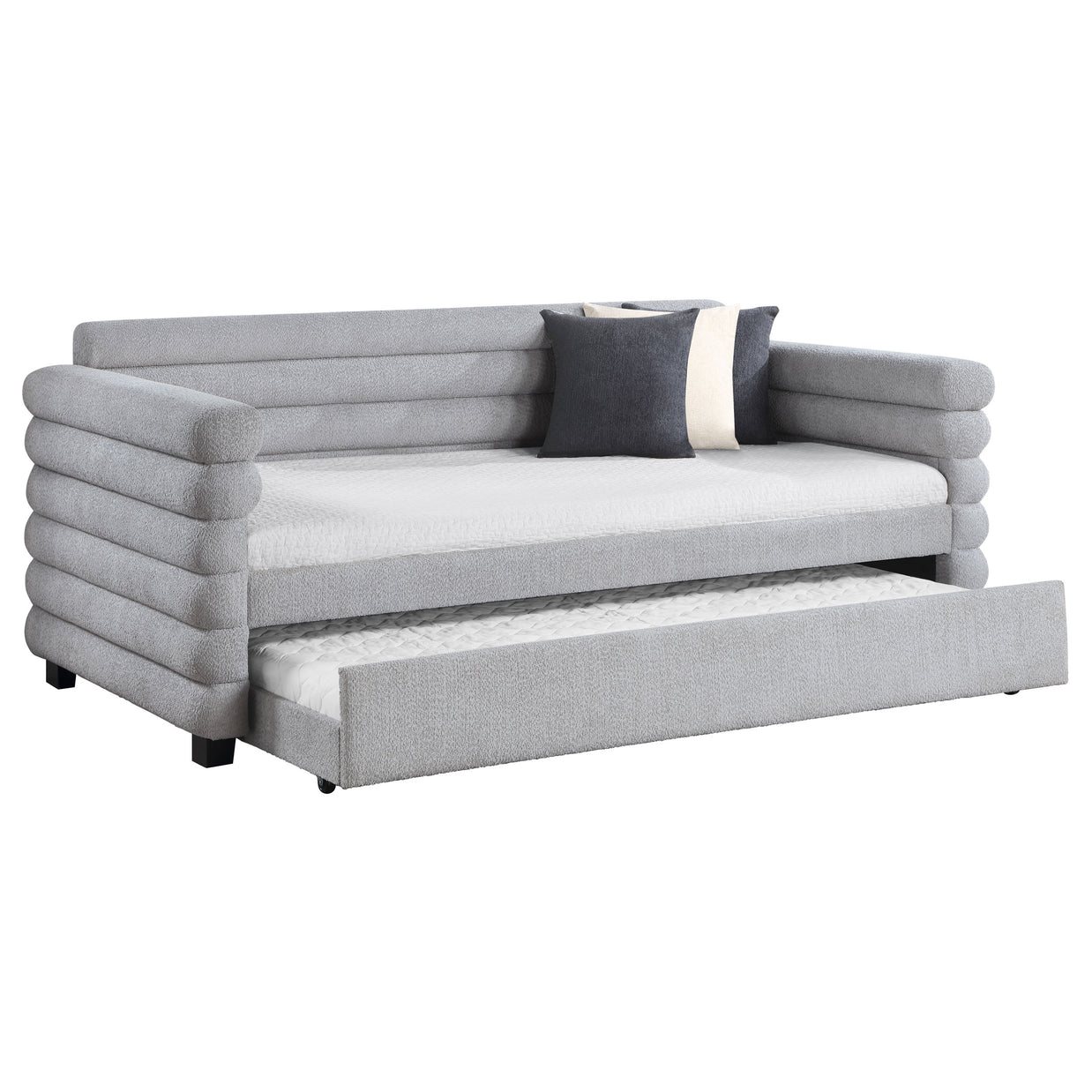 Modern Bouclé Twin Daybed with Twin Trundle