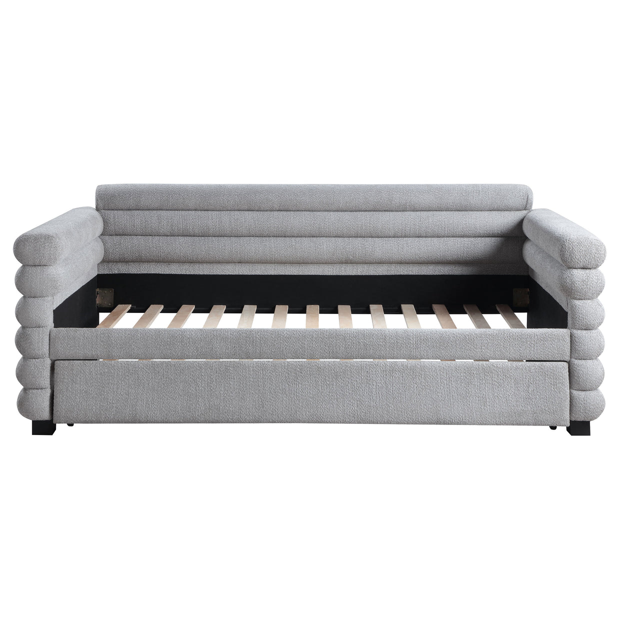 Modern Bouclé Twin Daybed with Twin Trundle