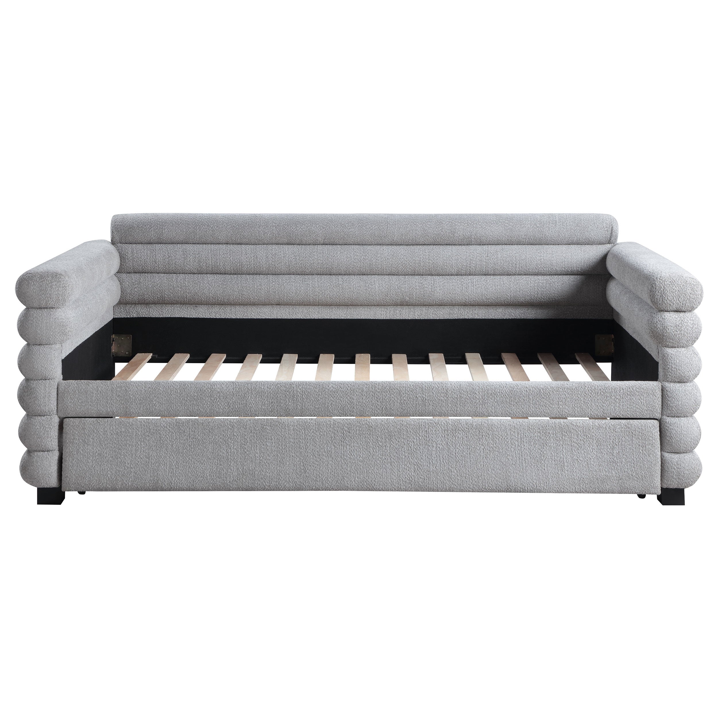 Modern Bouclé Twin Daybed with Twin Trundle