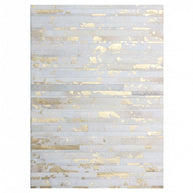 Patchwork With Gold Accents Cowhide Rug