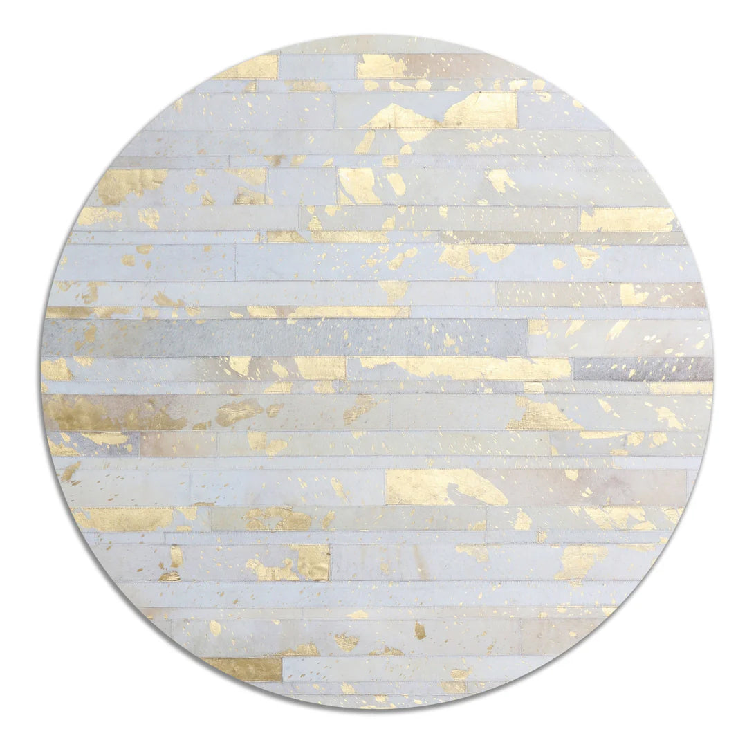 Handcrafted Leather Patchwork Round Rug