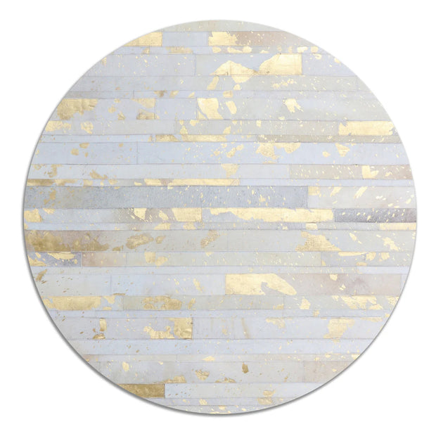 Handcrafted Leather Patchwork Round Rug