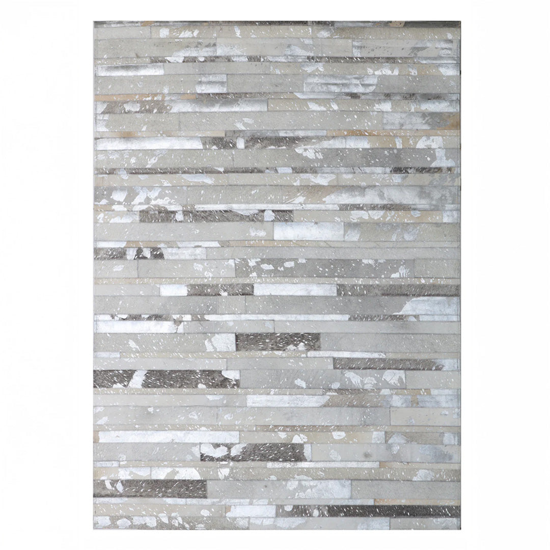 Patchwork With Gold Accents Cowhide Rug