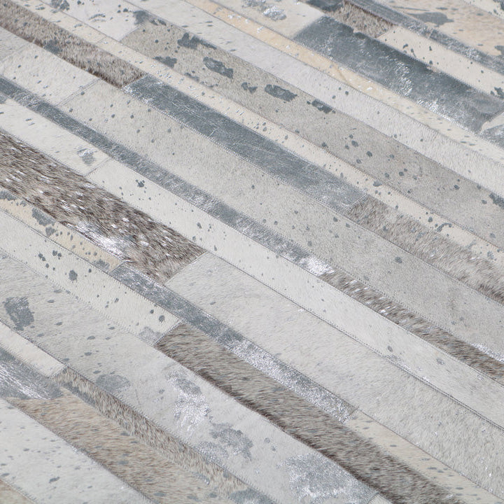 Patchwork With Gold Accents Cowhide Rug