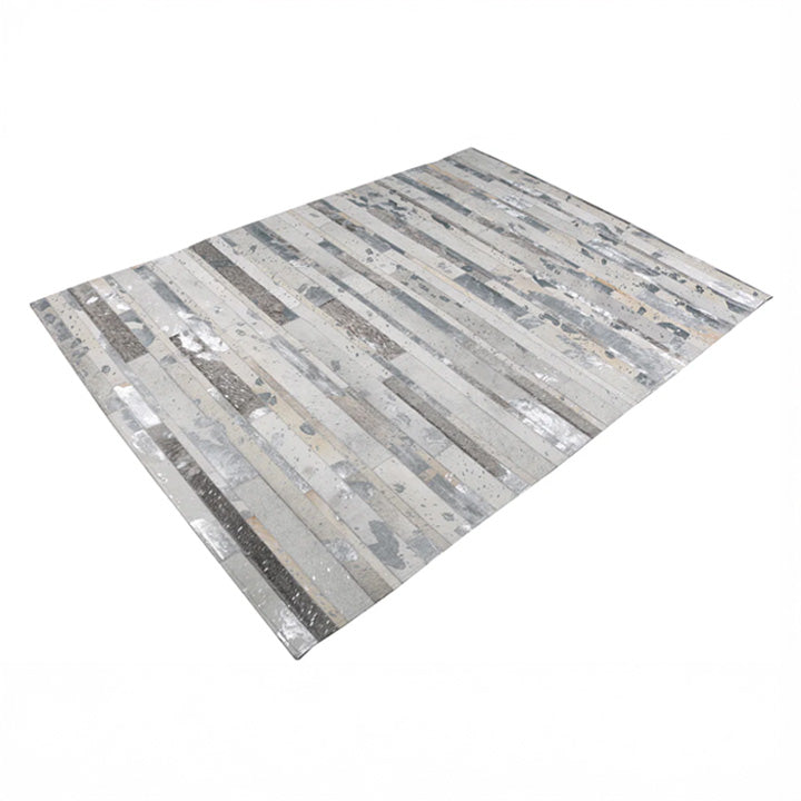 Patchwork With Gold Accents Cowhide Rug