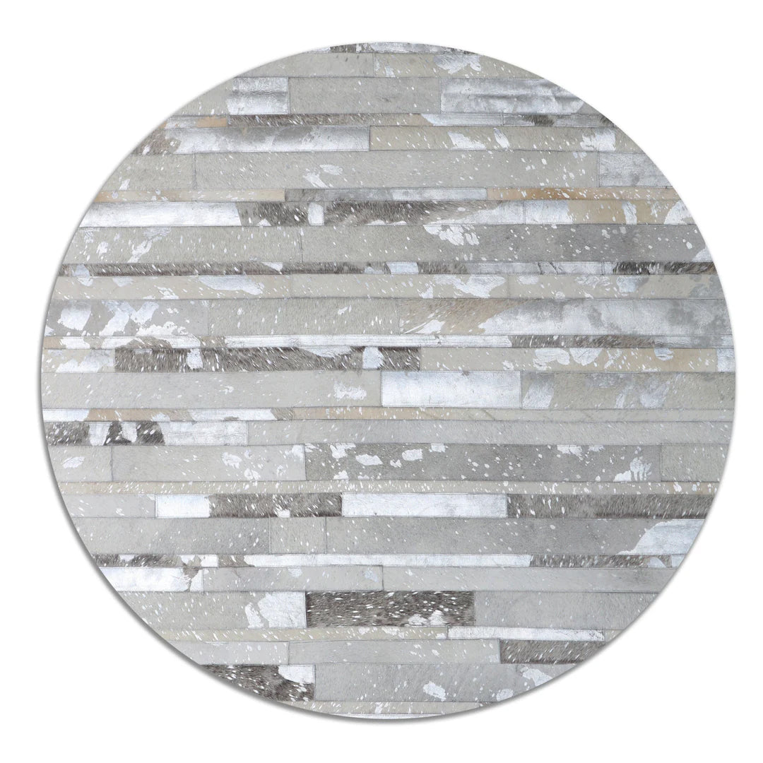 Handcrafted Leather Patchwork Round Rug