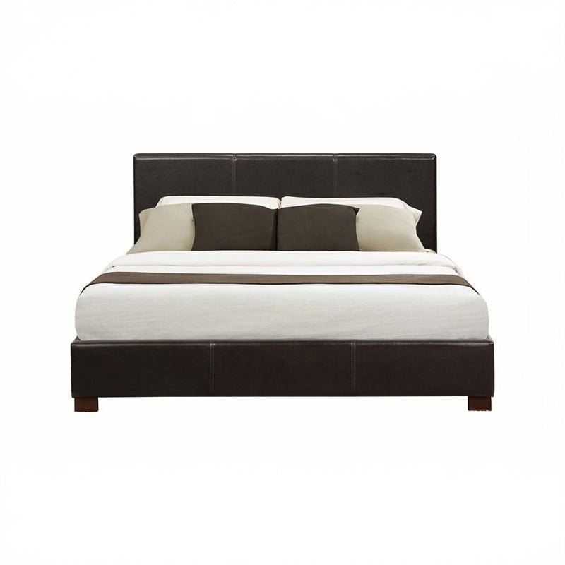 Dark Brown Faux Leather Queen Bed Frame